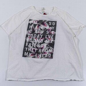Nirvana I’m So Happy T-Shirt Large 2015 Lithium Lyrics Grunge Rock White